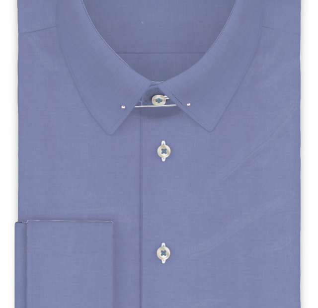 Fil-a-fil Mittelblau bügelfrei Festliches Hemd – Vorlagenbild