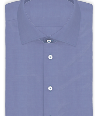 Fil-a-fil Mittelblau bügelfrei Kurzärmeliges Freizeithemd