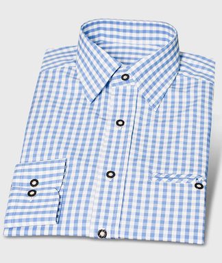 Trachtenhemd Karo Blau