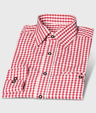 Trachtenhemd Karo Rot