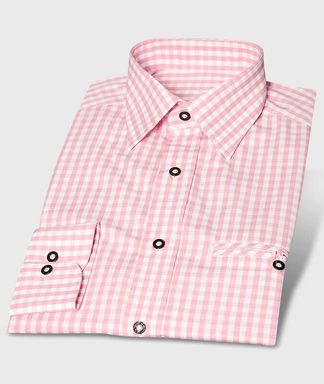 Trachtenhemd Karo Rosa