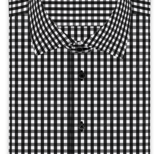 Vichy checkered black short-sleeve shirt – Template image