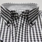 Black checkered shirt with buttone down collar – Preview 2