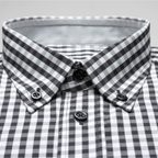 Black checkered shirt with buttone down collar – Preview 4