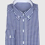 Blaukariertes Freizeithemd mit weißem Innenstoff – Vorschau 1