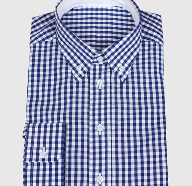 Blaukariertes Freizeithemd mit weißem Innenstoff – Vorlagenbild