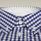 Blaukariertes Freizeithemd mit weißem Innenstoff – Vorschau 2