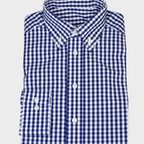 Kariertes Freizeithemd blau mit Buttondown-Kragen – Vorschau 1