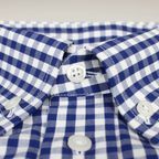 Kariertes Freizeithemd blau mit Buttondown-Kragen – Vorschau 2