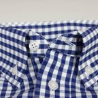 Kariertes Freizeithemd blau mit Buttondown-Kragen – Vorschau 3