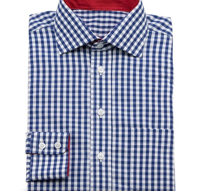 Dunkelblau kariertes Casual Hemd – Vorlagenbild