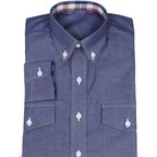 Grey-blue shirt with contrast material – Preview 1