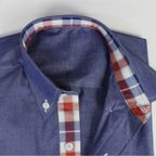 Grey-blue shirt with contrast material – Preview 3