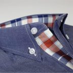 Grey-blue shirt with contrast material – Preview 4