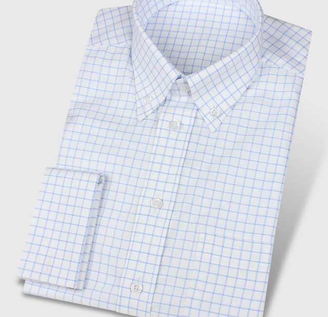 Blue Checkered Oxford Tailor Made Shirt with French Cuff – Template image