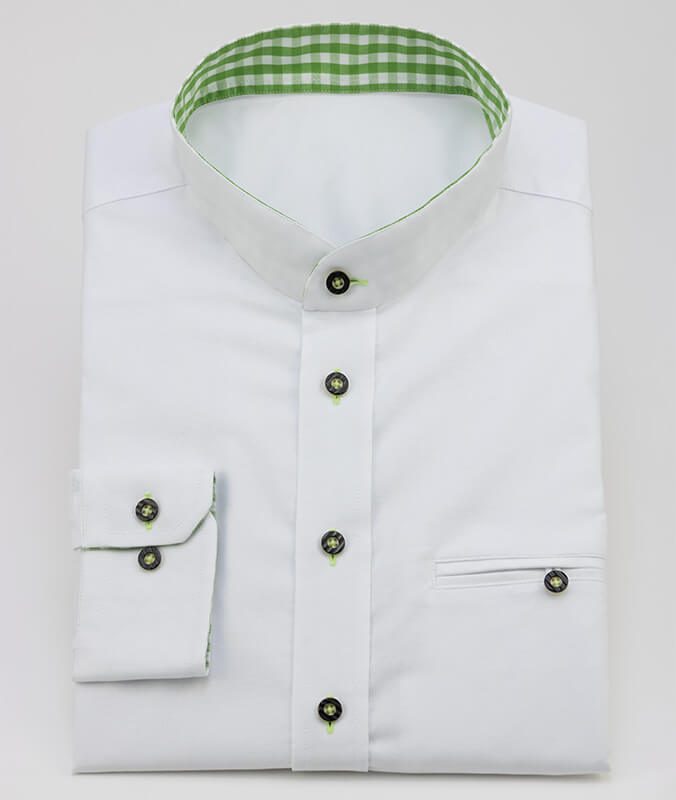 Trachtenhemd weiß mit grünem Karo
