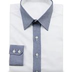 Oxfordhemd in weiß-grau Kontrast Kragen ohne Naht – Vorschau 1