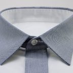 Oxfordhemd in weiß-grau Kontrast Kragen ohne Naht – Vorschau 6