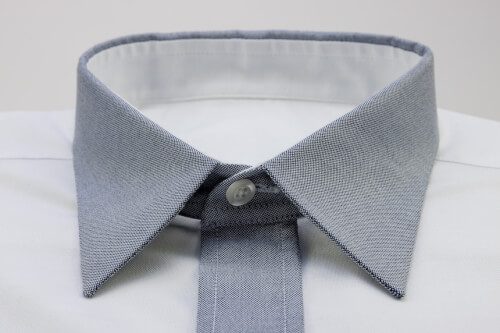 Oxfordhemd in weiß-grau Kontrast Kragen ohne Naht