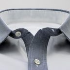 Oxfordhemd in weiß-grau Kontrast Kragen ohne Naht – Vorschau 3