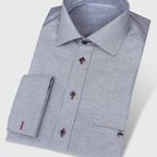 Grau-blaues Oxfordhemd mit Cutawaykragen und innenliegender Tasche – Vorschau 1