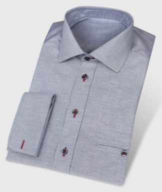 Greyblue Oxford Shirt with Shark Collar and Inner Pocket 