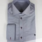 Grau-blaues Oxfordhemd mit Cutawaykragen und innenliegender Tasche – Vorschau 2