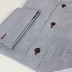 Grau-blaues Oxfordhemd mit Cutawaykragen und innenliegender Tasche – Vorschau 3