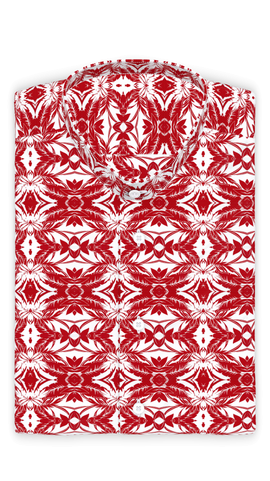 Popeline Hawaii Rot Freizeithemd