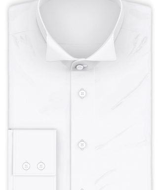 Festliches Hemd Baumwolle Fischgrat Weiß mit Frackkragen