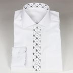 White Fishbone Shirt Paisley Design as Contrasting Fabric – Preview 2