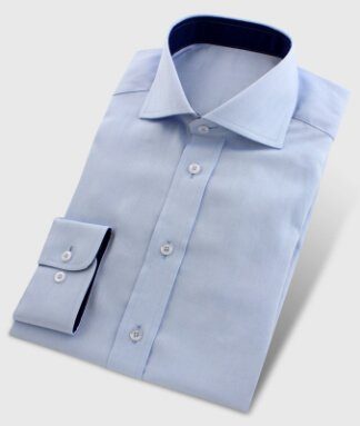 Business Shirt Lightblue with Collar Inside Fabric Darkblue