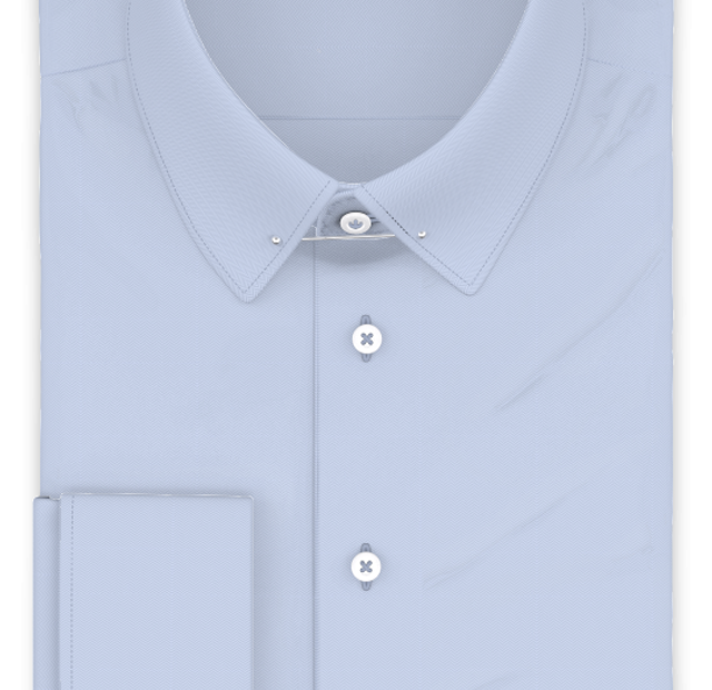 Cotton herringbone light blue formal shirt – Template image