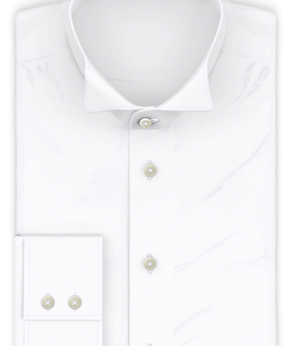 Frackkragenhemd mit Steinnussköpfen Popeline Weiß bügelfrei