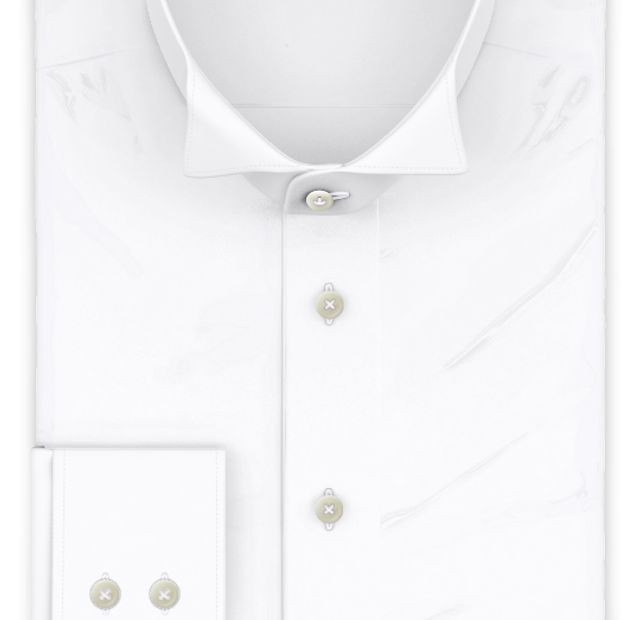 Wing collar shirt with mother-of-pearl buttons poplin white wrinkle-free – Template image
