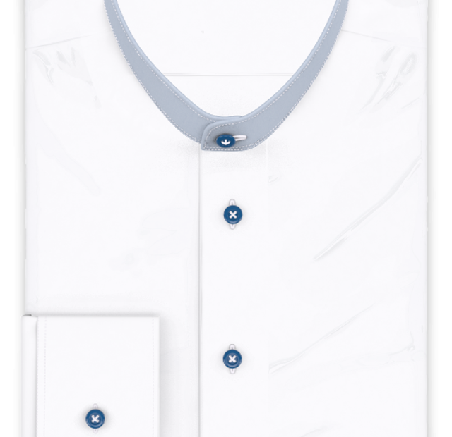 Popeline Weiß bügelfrei Freizeithemd – Vorlagenbild