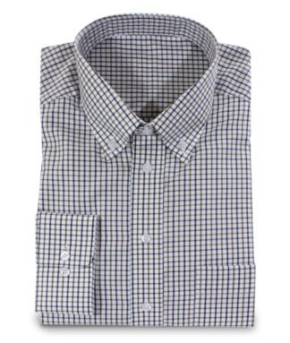 Checkered Casual Shirt with Buttondown Collar Bluebrown White
