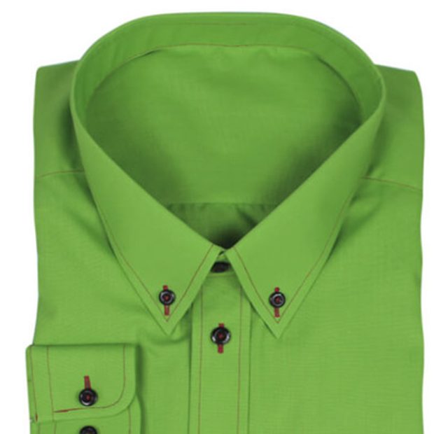 Green Easy-Care Casual Shirt with Button-Down Collar – Template image