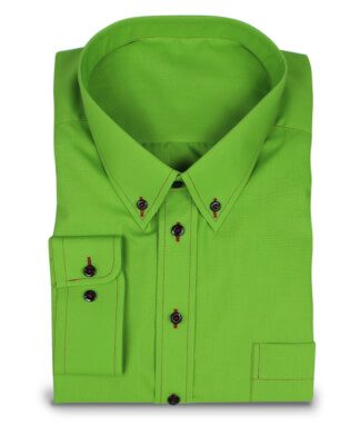 Green Easy-Care Casual Shirt with Button-Down Collar