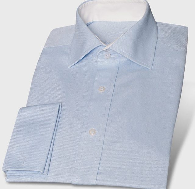 Blue Shirt Made of Royal Oxford with White Cutaway Collar – Template image