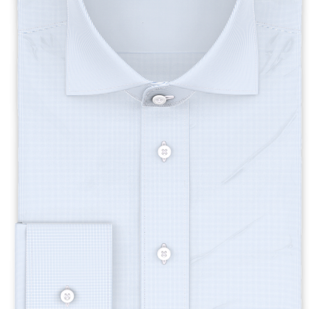 Light blue small checkered casual shirt – Template image