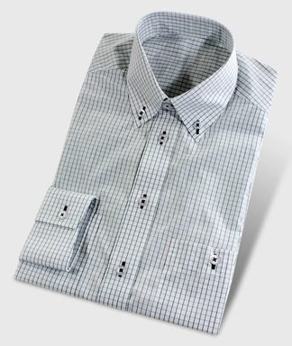 Kariertes Button-Down Hemd weiß mit grünen Karos