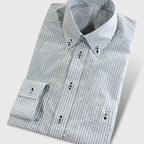 Kariertes Button-Down Hemd weiß mit grünen Karos – Vorschau 1