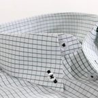 Kariertes Button-Down Hemd weiß mit grünen Karos – Vorschau 3