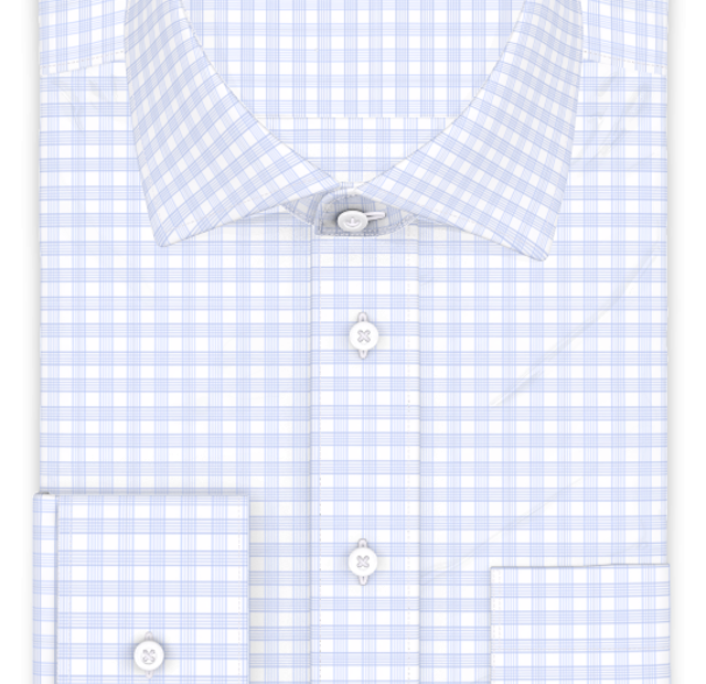 Light blue five-fold checkered casual shirt – Template image