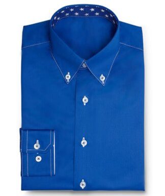 Hinguckerhemd kräftiges Blau mit Sternen und Doppelknopfkragen