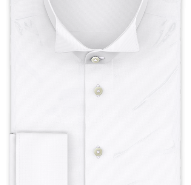 Twill off-white formal shirt French cuff with wing collar – Template image