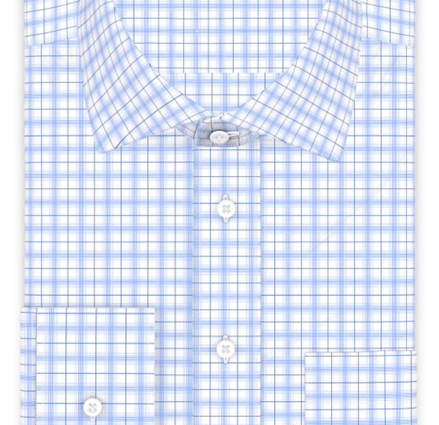 Multi checkered light blue casual shirt – Template image