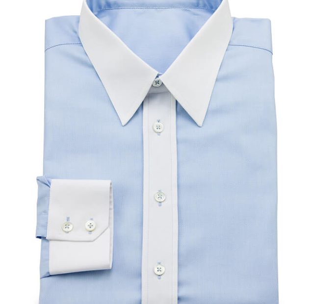 Light blue Oxford shirt with Winchester collar and mother-of-pearl buttons – Template image