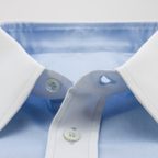 Light blue Oxford shirt with Winchester collar and mother-of-pearl buttons – Preview 3